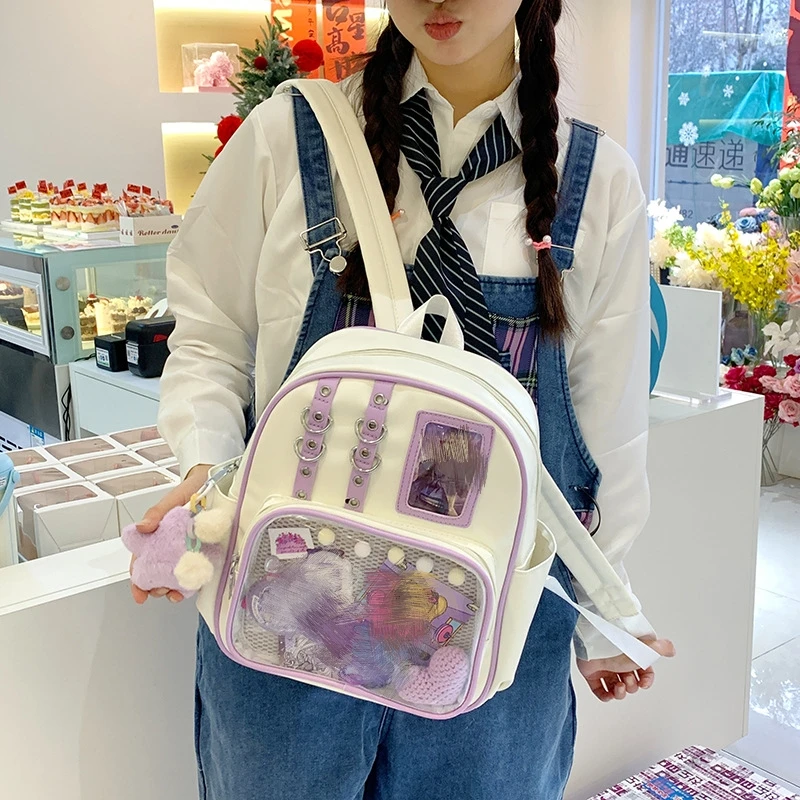 

2026 Itabag PU Leather Women's Backpack Ita Bag Backpacks Transparent Bag Kawaii Women's Bag Korean Popular