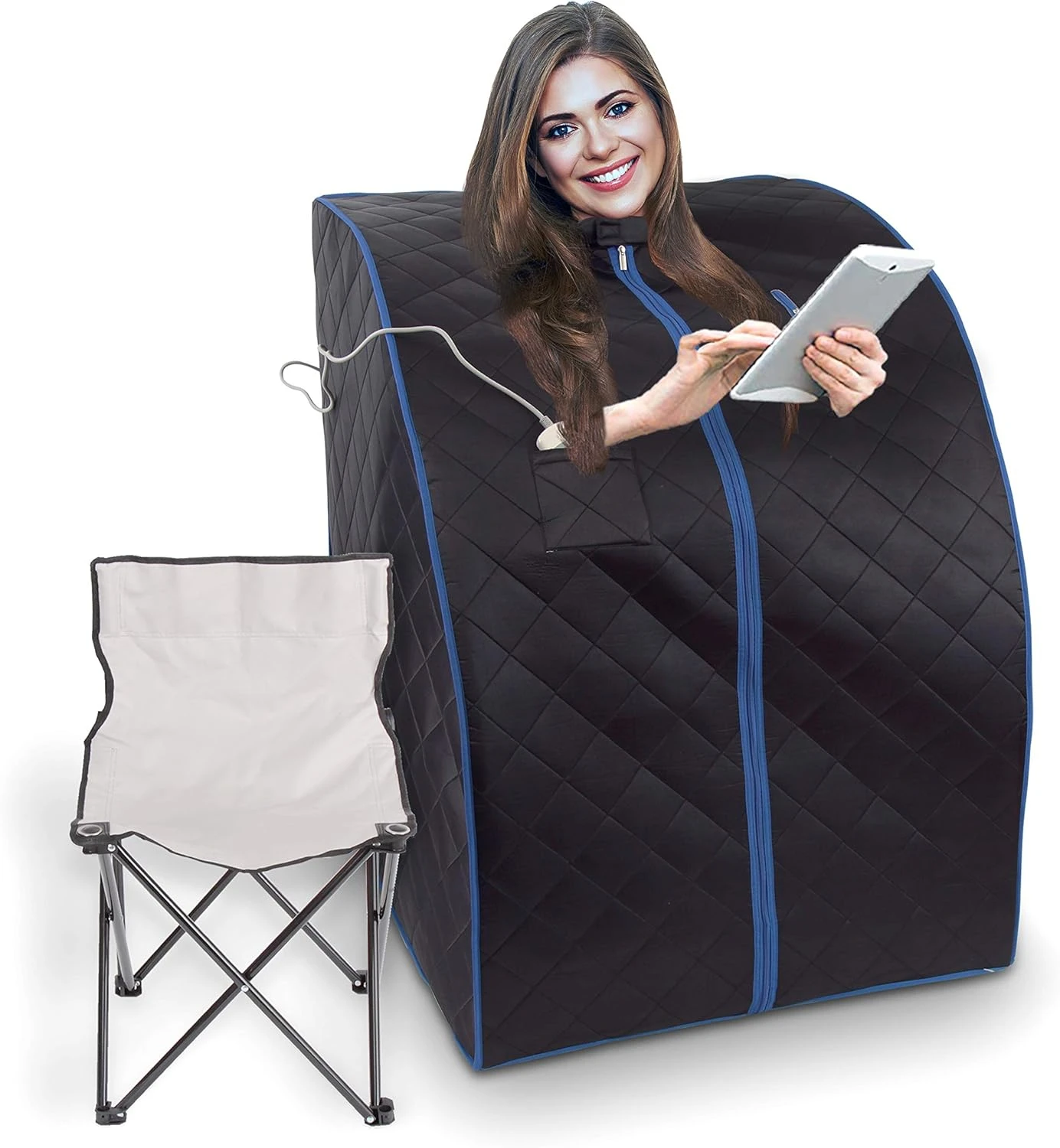 Portable Sauna for Home, Infrared Sauna Tent with Heated Foot Pad and Folding Chair Compact Personal Detox Sauna Remote Control