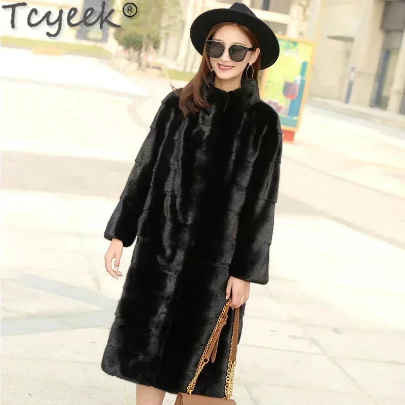 Natural Tcyeek Jacket for Women Real Fur Coats 2024 Mid-length Whole Female Mink Coat Winter Women's fur Jackets