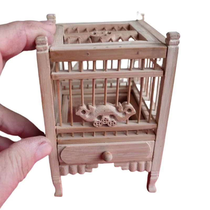 Wooden cricket cage, hand carved mortise and tenon structure