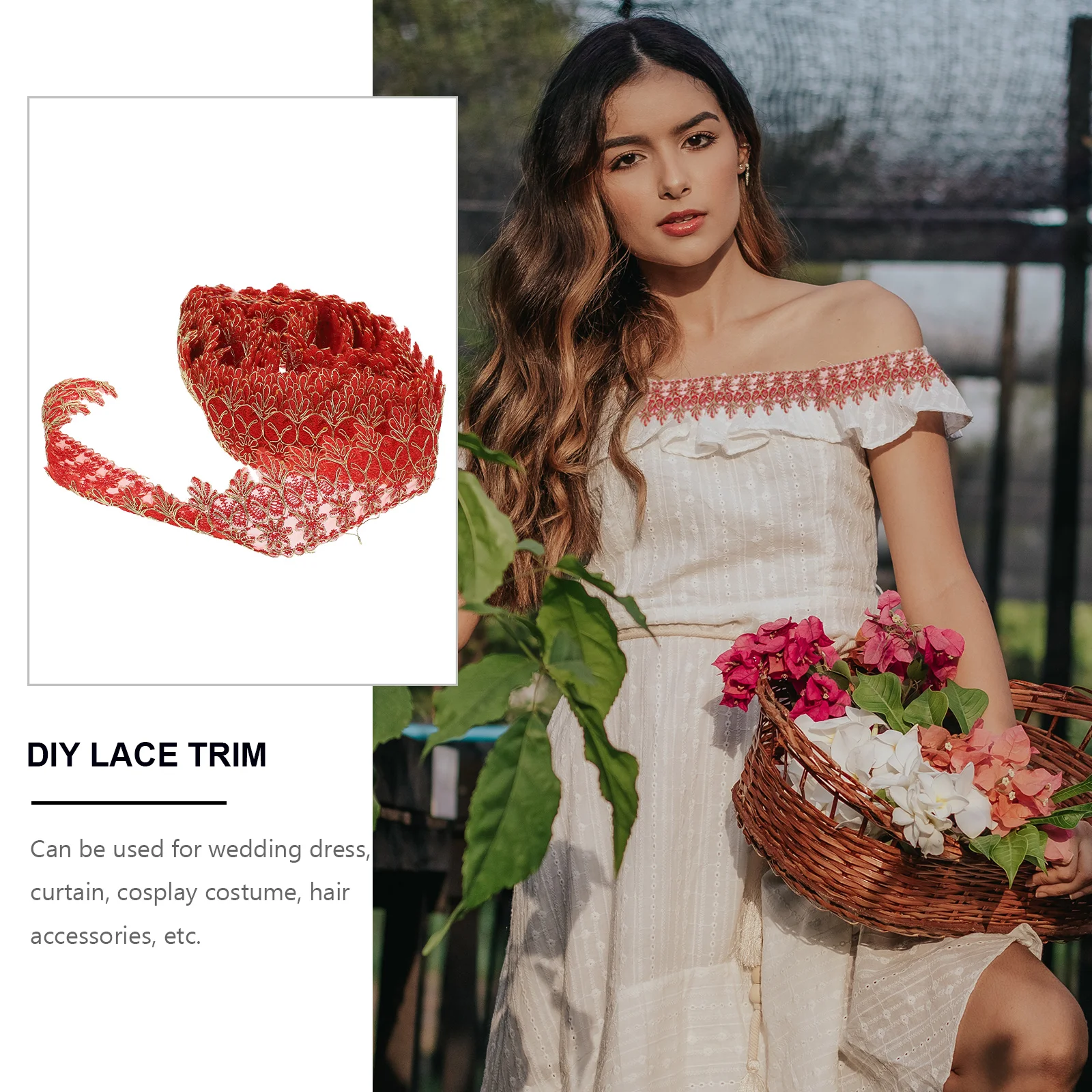

1Pcs Mesh Lace Trim DIY Polyester Sewing Lace Wedding Dress Curtain Decoration Embroidery Fabric Clothing Makeup Craft Material