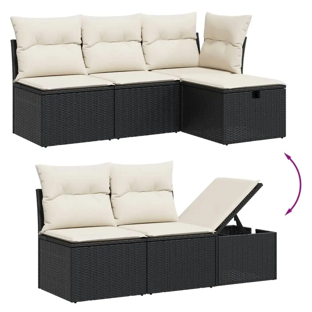 Large Modular Black Polyethylene Rattan Garden Sofa Set for Outdoor Seating Comfortable Furniture