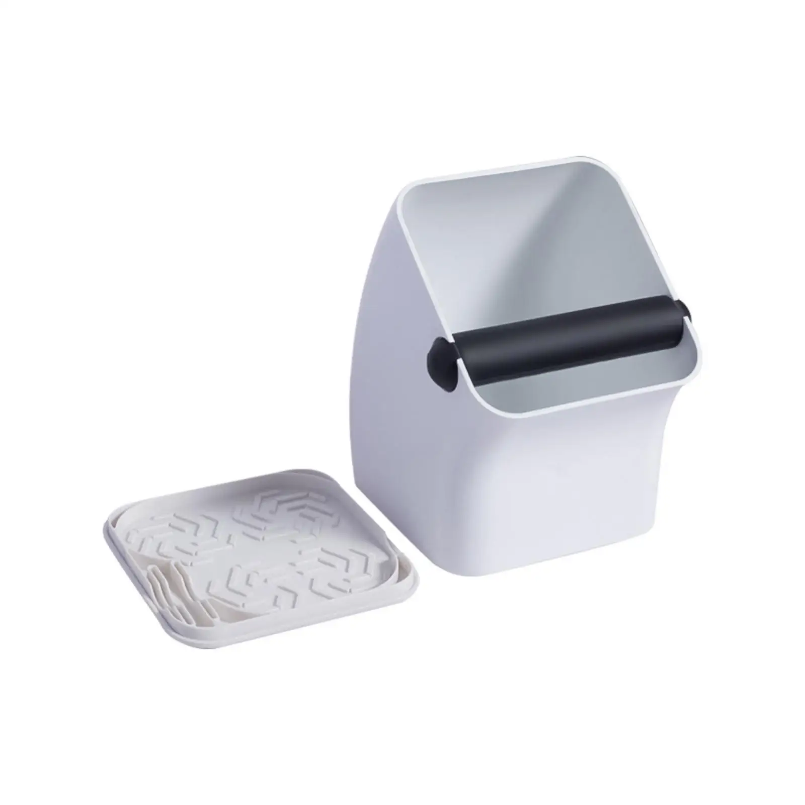 Countertop Coffee Waste Container with Knock Bar and Removable Tray for Espresso Grounds ABS Plastic