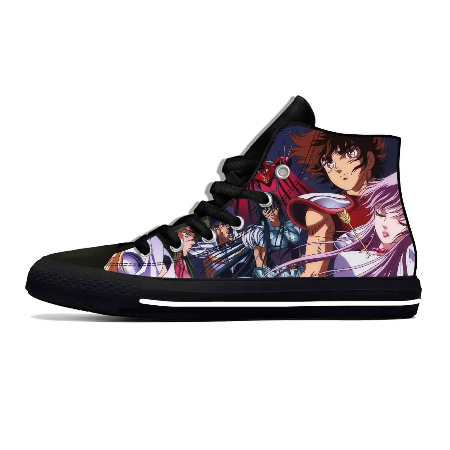 Anime Saint Seiya Lightweight Cloth 3D Print Funny Fashion High Top Canvas Shoes Mens Womens Teenager Casual Breathable Sneakers