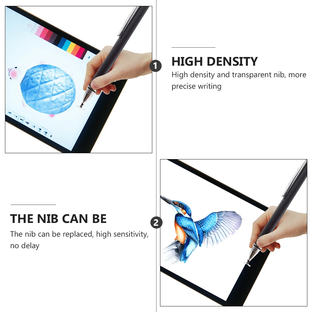 

Capacitive Stylus Pen Transparent Disc High Precision Replaceable Tip Slender Design Black Screen Writing