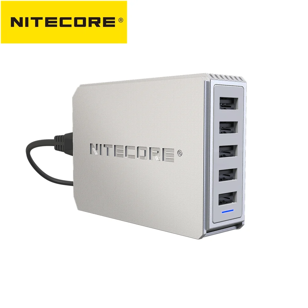 Оригинальное высокоскоростное зарядное устройство NITECORE UA55 с 5 USB-портами, 10 А, 55 Вт