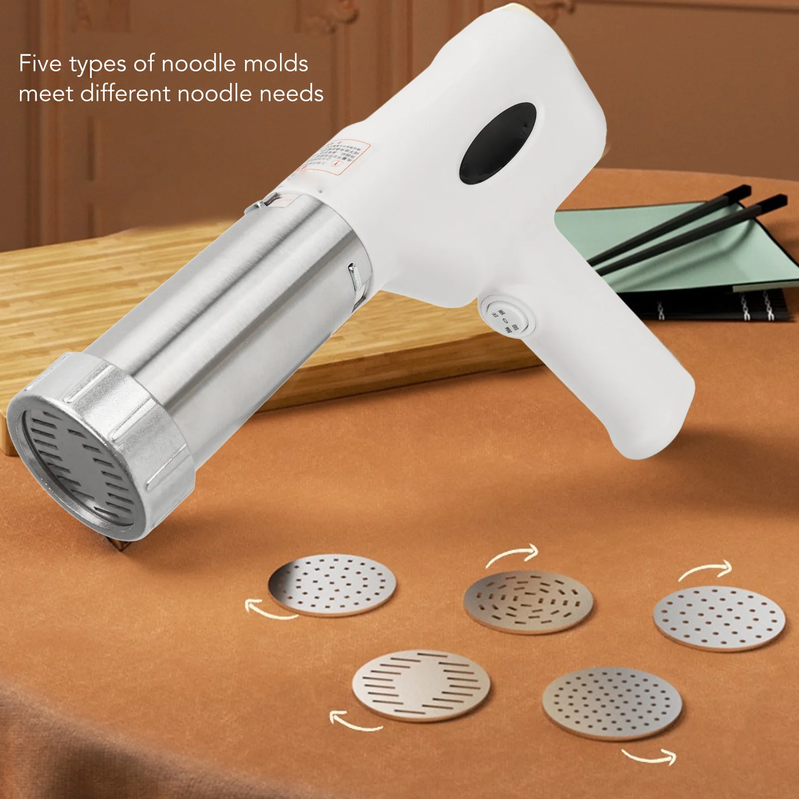 Electric Pasta Noodle Maker 5 Molds Noodle Pasta Machine Portable Rechargeable Utility Kitchen Gadget