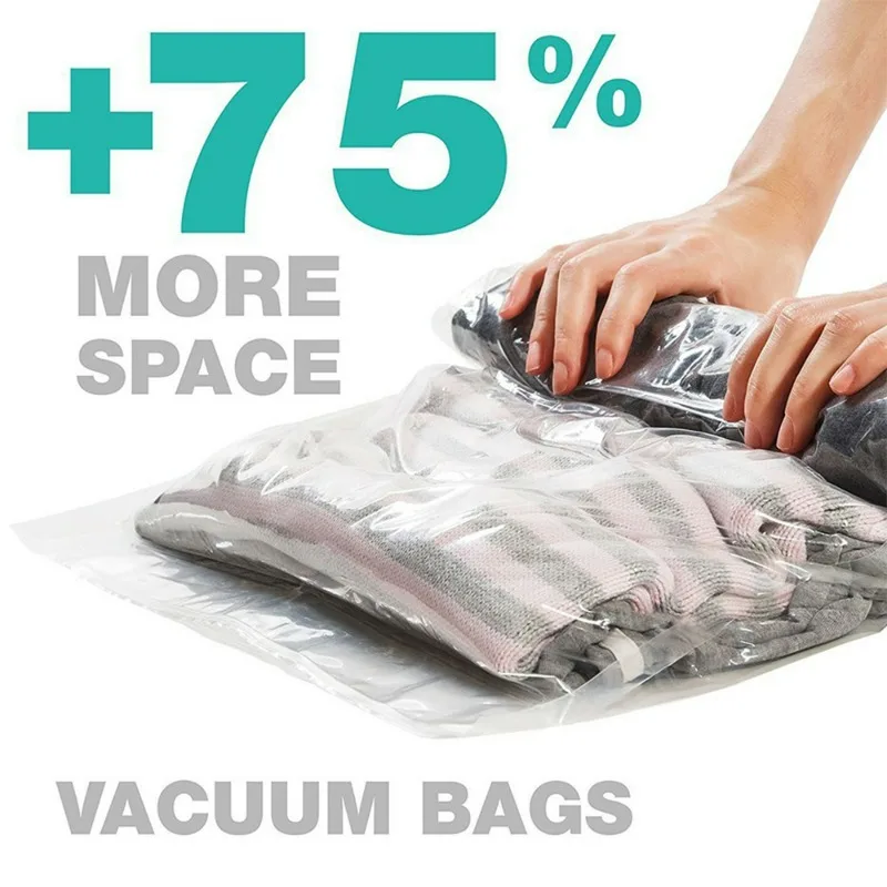 No Need Pump Vacuum Storage Bags Large Capacity Clothes Organize Bag Space Saver Home Comforters Blankets Compression Pounches