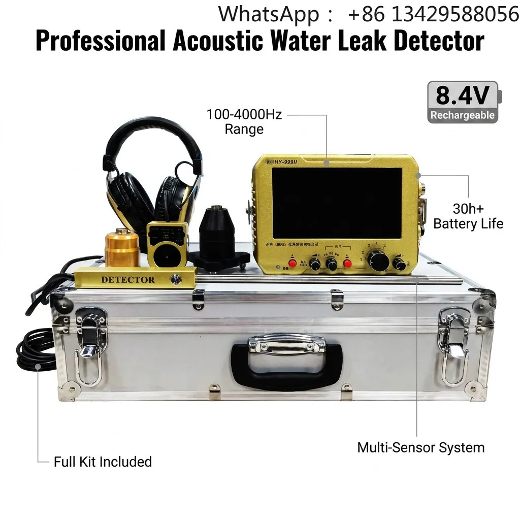 100-4000Hz Acoustic Underground Water Leak Detector with 30h Battery for Municipal Pipeline Inspection F999H