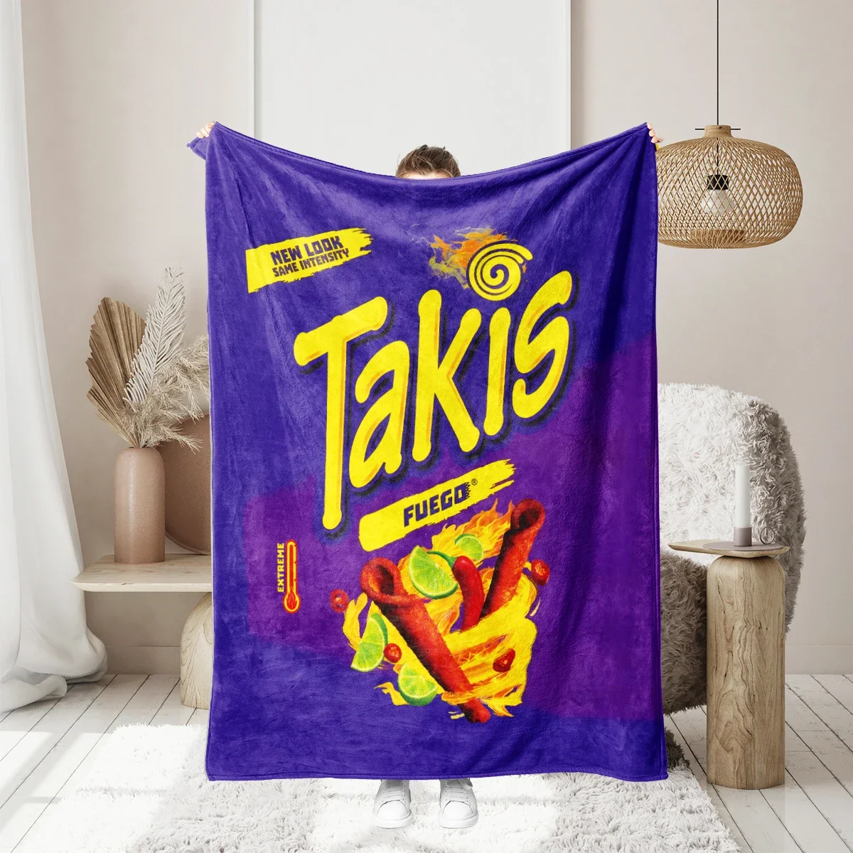 1pc American Takis, Monster truck digital printing warm skin-friendly thickened flannel blanket for office, home, travel