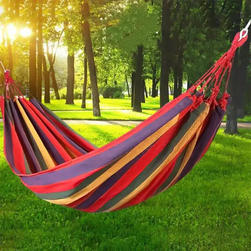 

Single Wide Thick Canvas Hammock Outdoor Camping Backpackaging Leisure Swing Portable Hanging Bed Sleeping Swing Hammock Hamster
