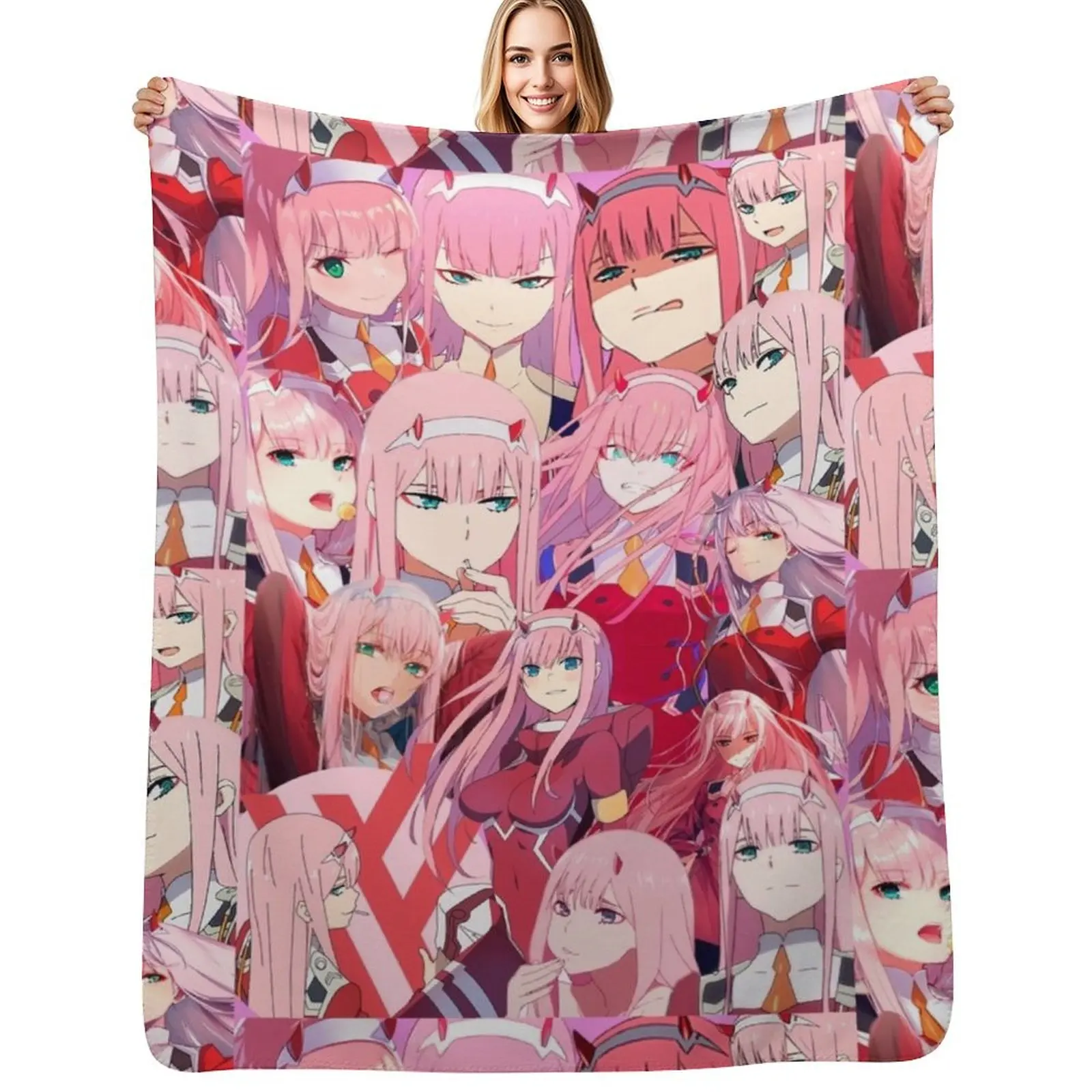 Zero Two collage Throw Blanket Lightweight Warm Blanket for Travel Camping