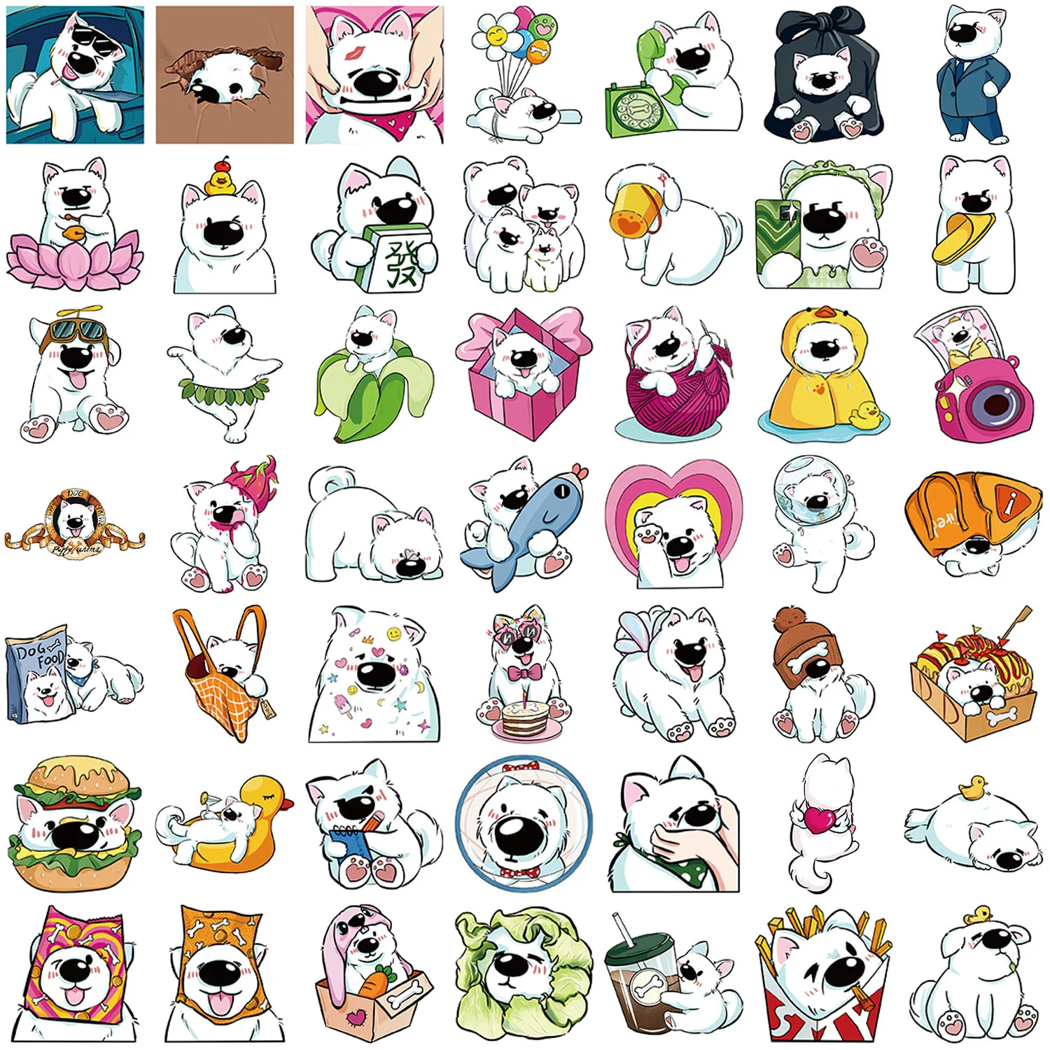 50 Stück Samojede-Aufkleber, geeignet für Notebook-Computer, Gepäck, Kühlschrank, Skateboards, Handyhüllen, Aufkleber