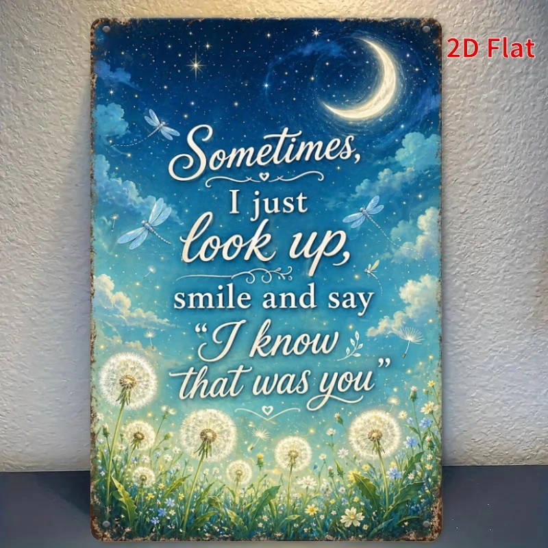 2D Flat, Decorative Sign 2D Flat, Vintage Metal Sign, Sometimes I Just Look Up I Know That Was You Wall Decor