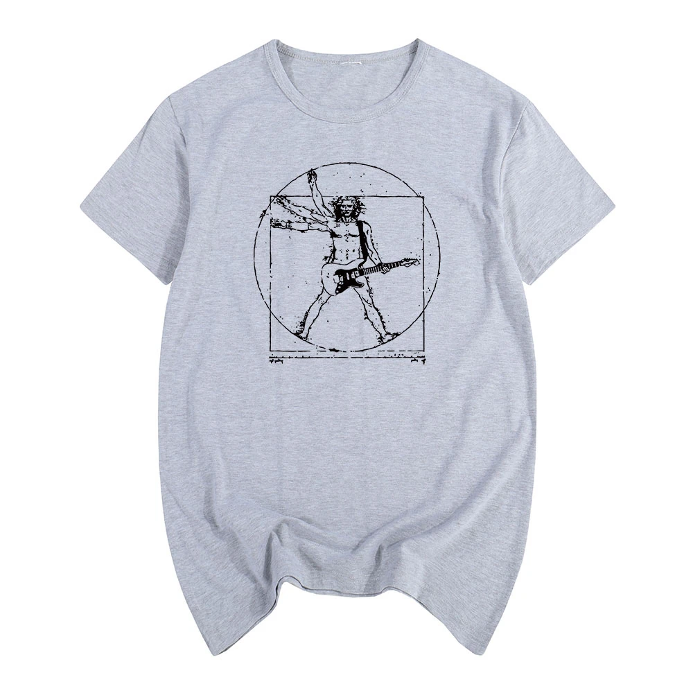 

Vitruvian man guitarist funny Latest Unique Summer print T-shirt Cotton Men T shirt New women TEE