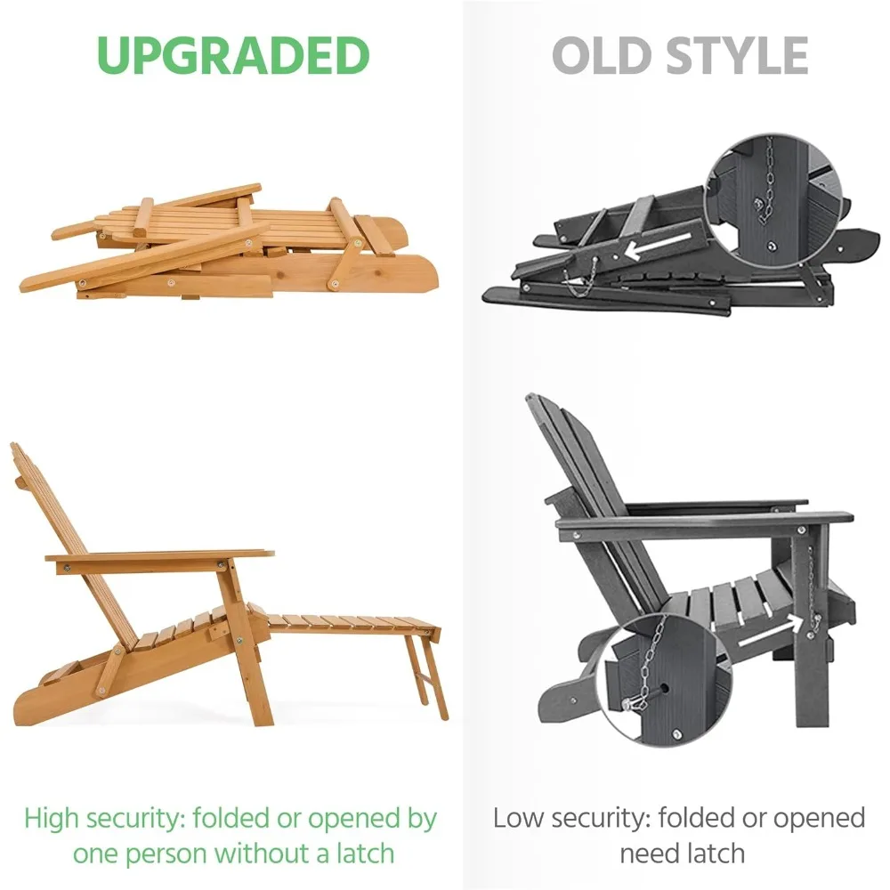كرسي آديرونداك قابل للطي من Yaheetech مع كرسي حديقة من الخشب الصلب قابل للسحب بسعة 300 رطل، كرسي صالة حفرة النار #6