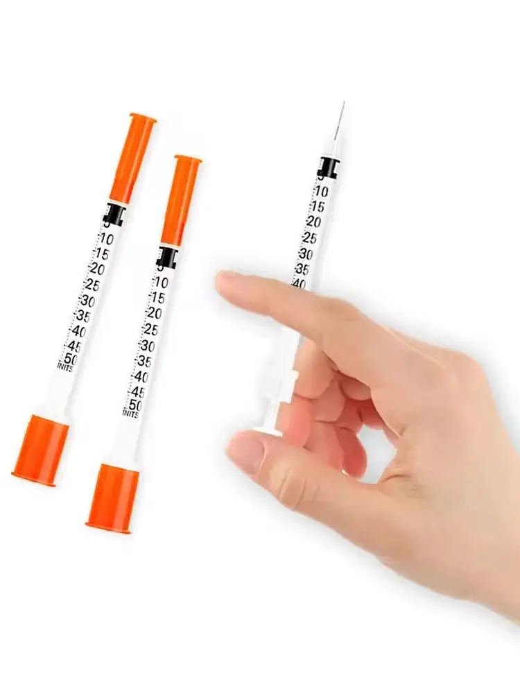 100 stuks/doos 0,5ml 29G 30G 31G insuline spuit met naald, wegwerpbaar, gesteriliseerd, individueel verpakt, injector voor huisdieren - afbeelding 2