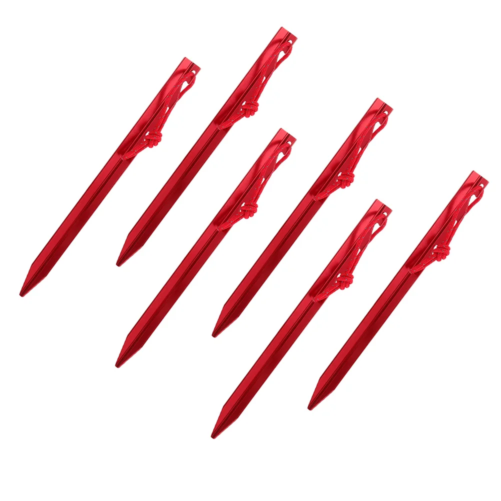 6 Pcs Tent Pegs Outdoor Stakes Hiking Camping Accessories Garden Nails Ground Adjustable Metal