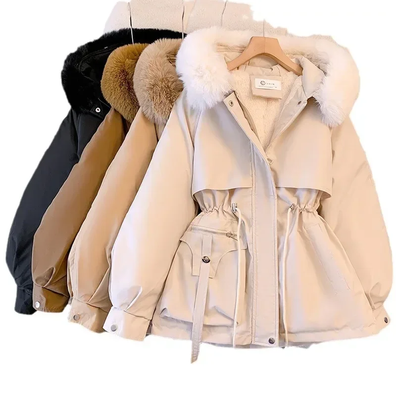 

2024 Winter Jacket Women Down Cotton Coat Female New Loose Thick Warm Parkas Pockets Jacket Chic Windproof Hooded Snow Overcoat