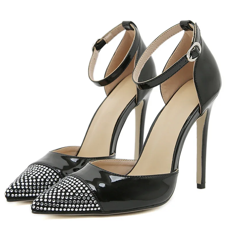 

Aneikeh Pointed Toe Women Slingbacks Pumps Spring Fashion CRYSTAL Thin Heels Buckle Strap Party Mule Ladies Shoes Zapatos Muje