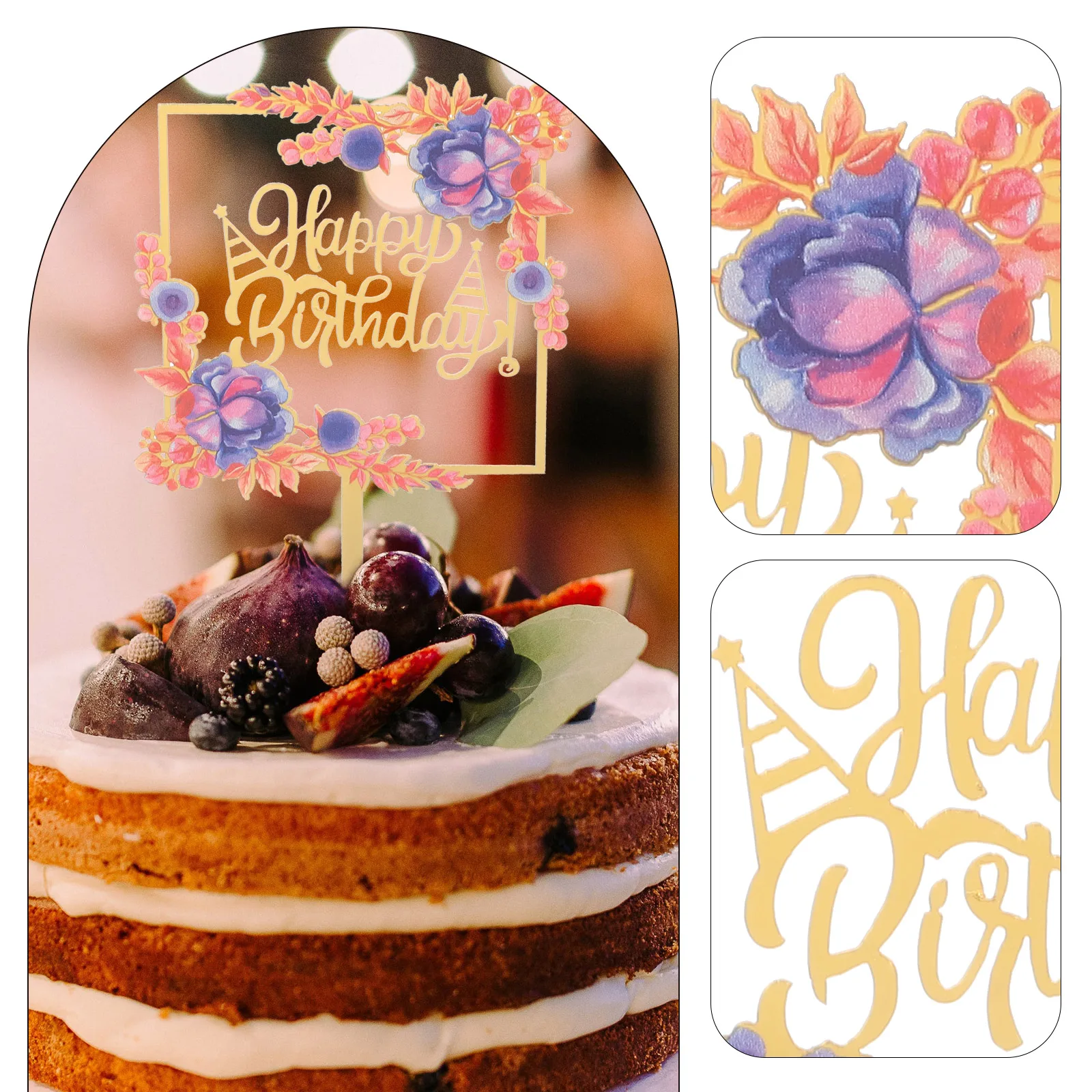 

Birthday Cake Decorative Picks Happy Toppers Cupcake Topper Metal Flags Party Acrylic Goddess Cake Decoration Sweet Milestone