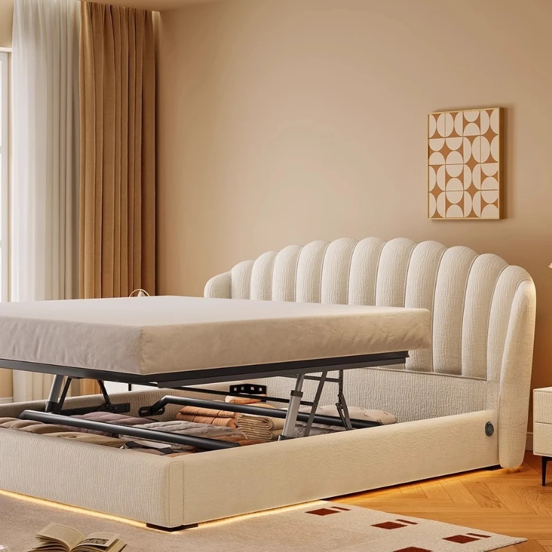 سرير مزدوج من الخشب على الموضة، زوجين صغيرين بالحجم الكامل، سرير مزدوج منزلي صلب، لوح رأسي حديث، أثاث Muebles Para Hogar