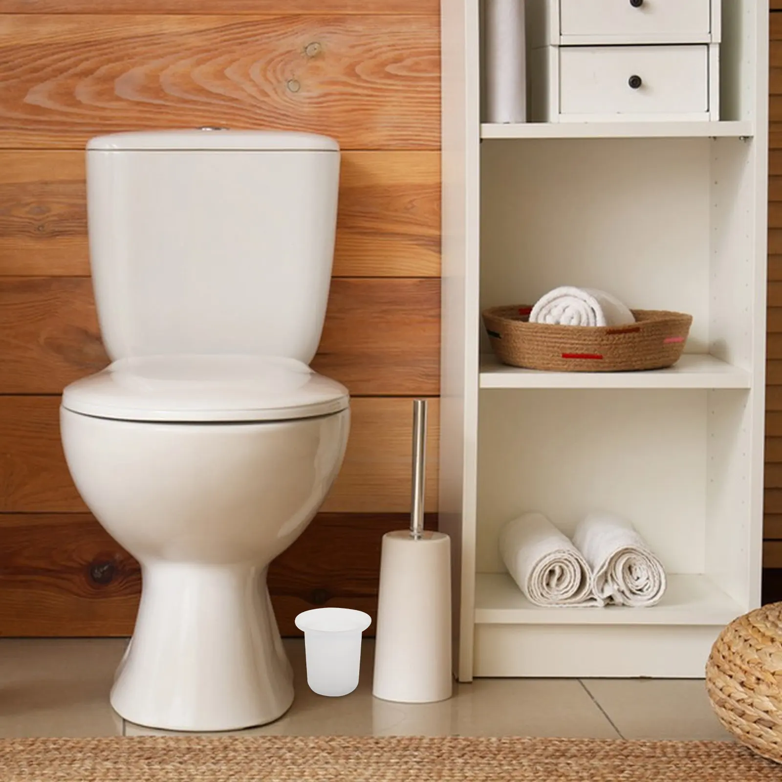 

2Pcs Frosted Toilet Brush Cup Storage Rack Space Saving Bathroom Holder Glass Scrubber Brush Bath Cups Rinse Cup
