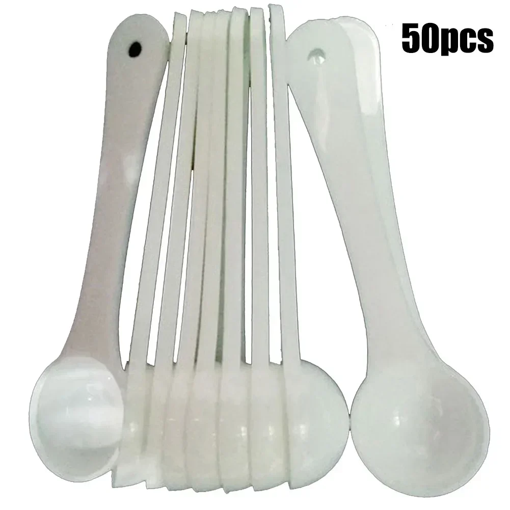 50pcs 1g White Plastic Measuring Spoon Gram Scoop Food Baking Medicine Powder Tea Spoon Tableware Kitchen Supplies NEW