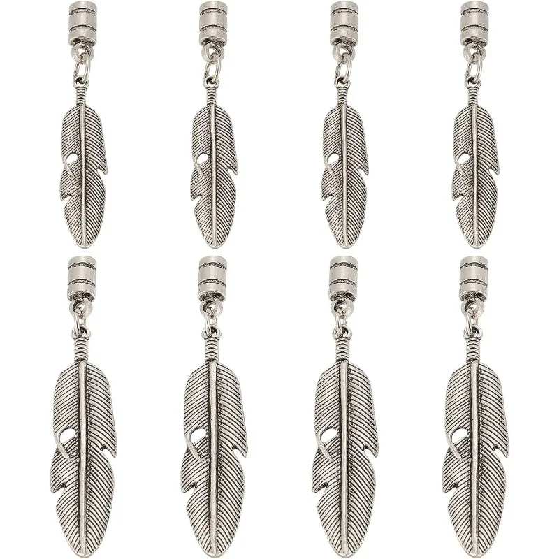 

8 шт., 2 размера, наконечники для галстука-боло из сплава, винтажные наконечники для галстука-боло с перьями для изготовления ювелирных изделий, аксессуары для галстука-боло своими руками