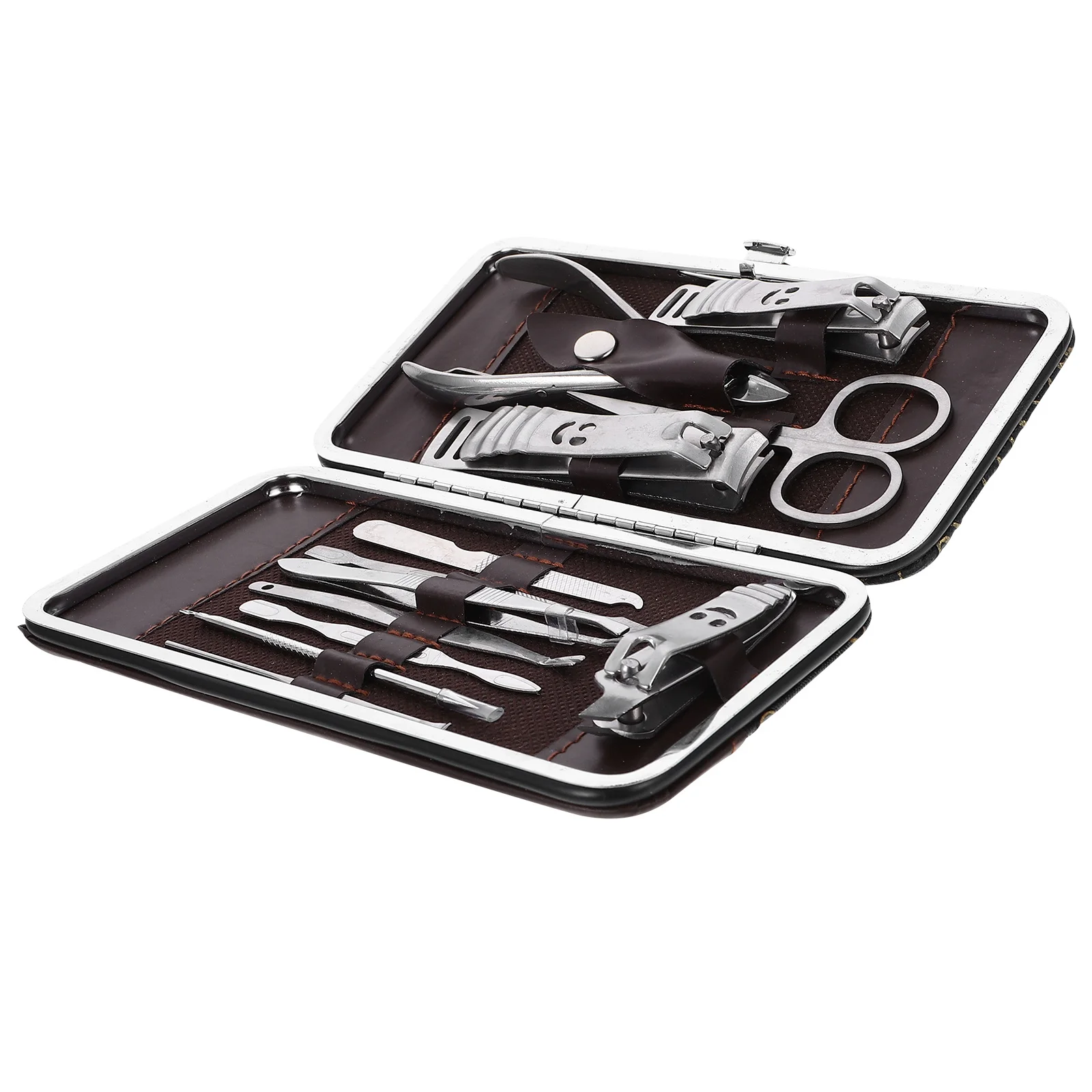 Juego de manicura y pedicura de acero inoxidable, Kit de cuidado de uñas, herramientas de aseo de viaje, regalo de calidad profesional plateado, 12 Uds.