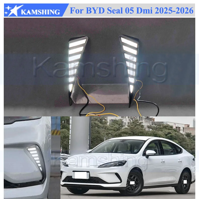 Kamshing 1 Set Modifying LED Daytime Running Light DRL For BYD Seal 05 Dmi 2025-2026 Front Fog Light Fog Lamp Daytime Light