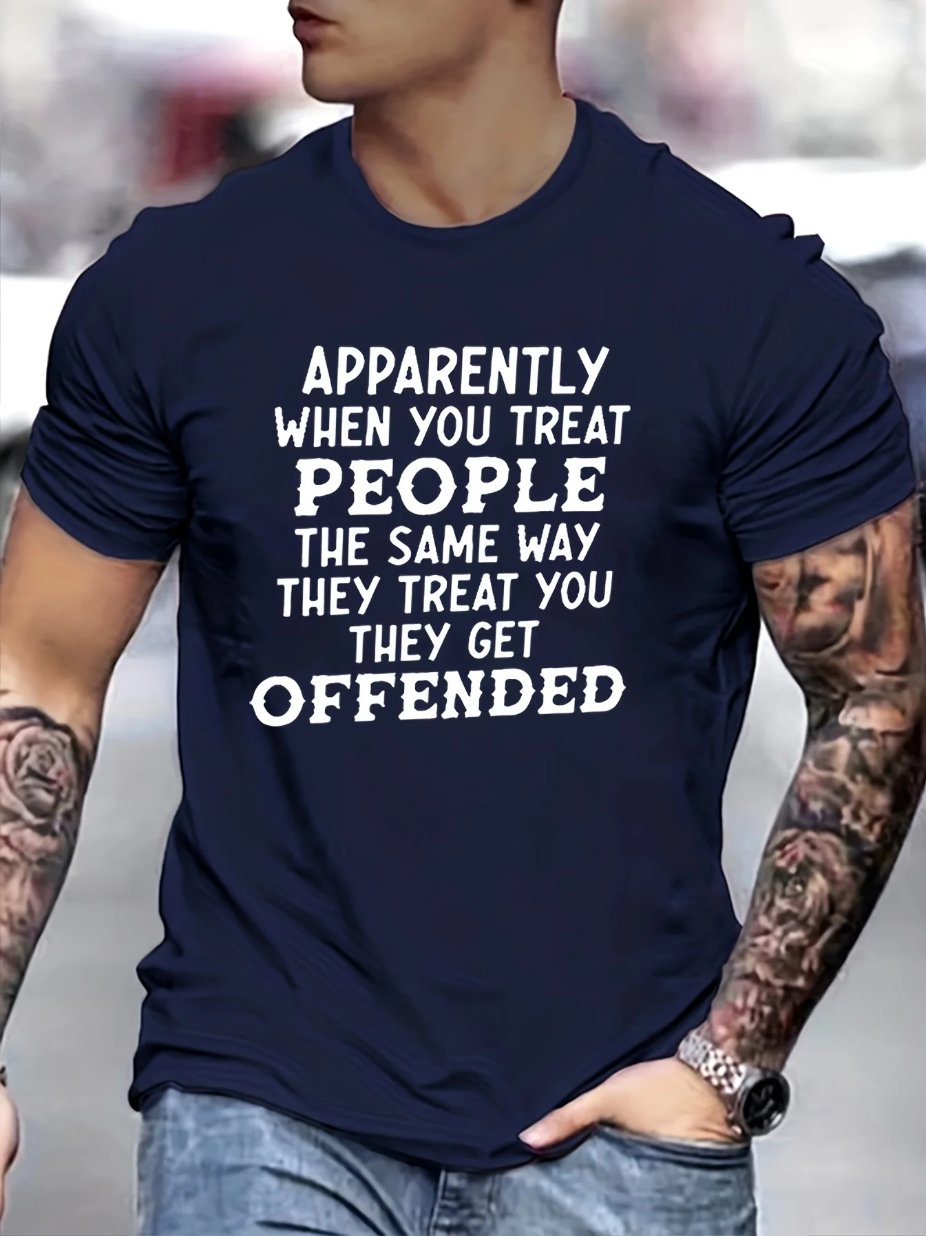 

Men's t-shirts Comfortable Daily Summer 100% cotton Apparent Treatment Offended Printing Short sleeve tee Tops Hip-Hop