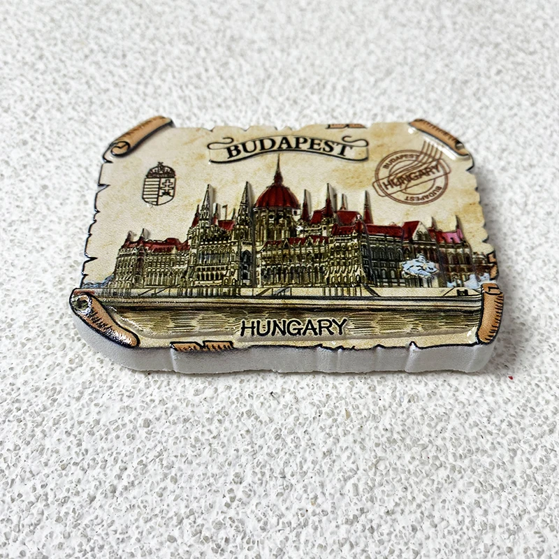 الهدايا السياحية المجرية مجموعة عناصر الديكور المنزلي أدوات بناء برلمان بودابست ثلاثية الأبعاد مغناطيس الثلاجة المغناطيسي