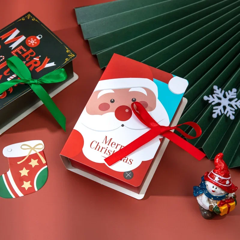 Book Shape Merry Christmas Candy Boxes for Holiday Gifts