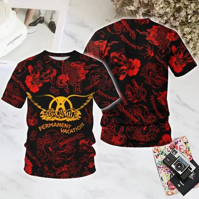 Men's All Over Print T-Shirt, Retro Rock Band Graphic Tee