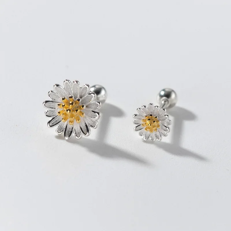 Trustdavis Real 925 Silver Small Fashion and Simply Daisy Flower Stud Earrings for Women Daily Wear Jewelry Gift DS3574 - view 5