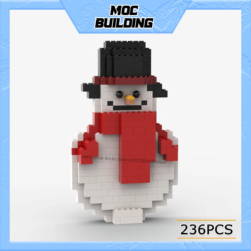 

MOC Building Blocks Street View Series Winter The Happy Snowman Model DIY Assemble Bricks Toys Collection Creative Xmas Gifts