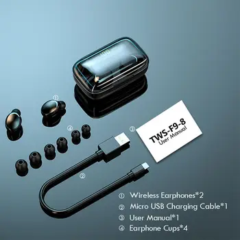 NOVINKA F9 Upgrade TWS Bluetooth sluchátka Bezdrátová sluchátka 9D Stereo Sportovní Voděodolná Sluchátka S Mikrofonem 10 nejlepší prodej Výměna displeje OPPO F9 - №7