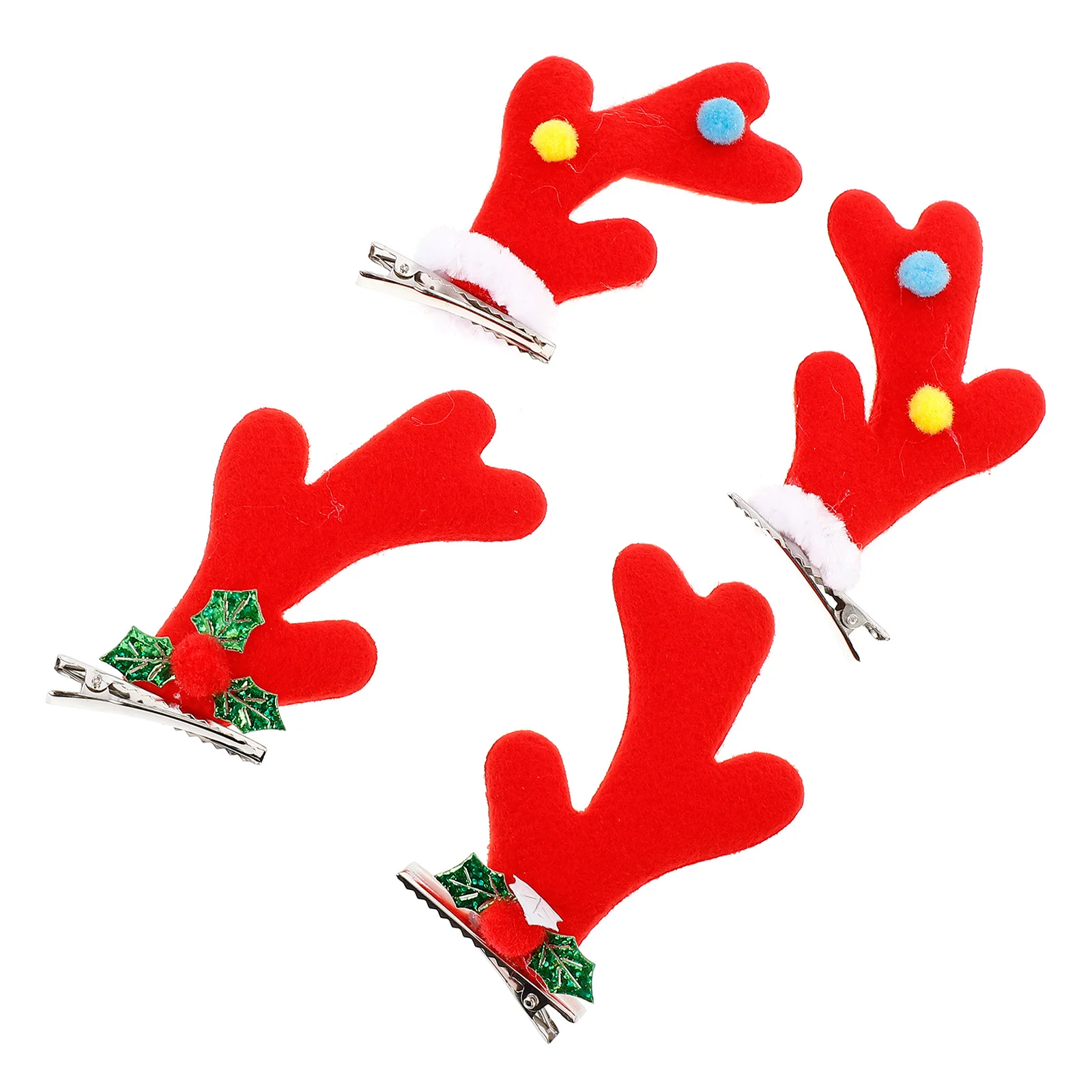4 قطع من مشابك الشعر على شكل قرن الغزلان، دبابيس شعر على شكل جرس عيد الميلاد، أغطية رأس إبداعية، غطاء رأس مزخرف لحفلات الكرنفال #3