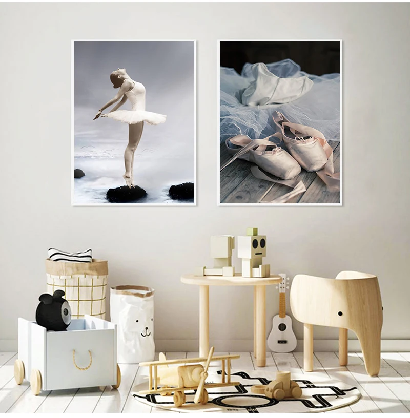 Elegant Ballet Dancer Posters and Prints Photo A4 Nordic Style Girl Portrait Shoes Wall Art Pictures Home Decor Canvas Painting