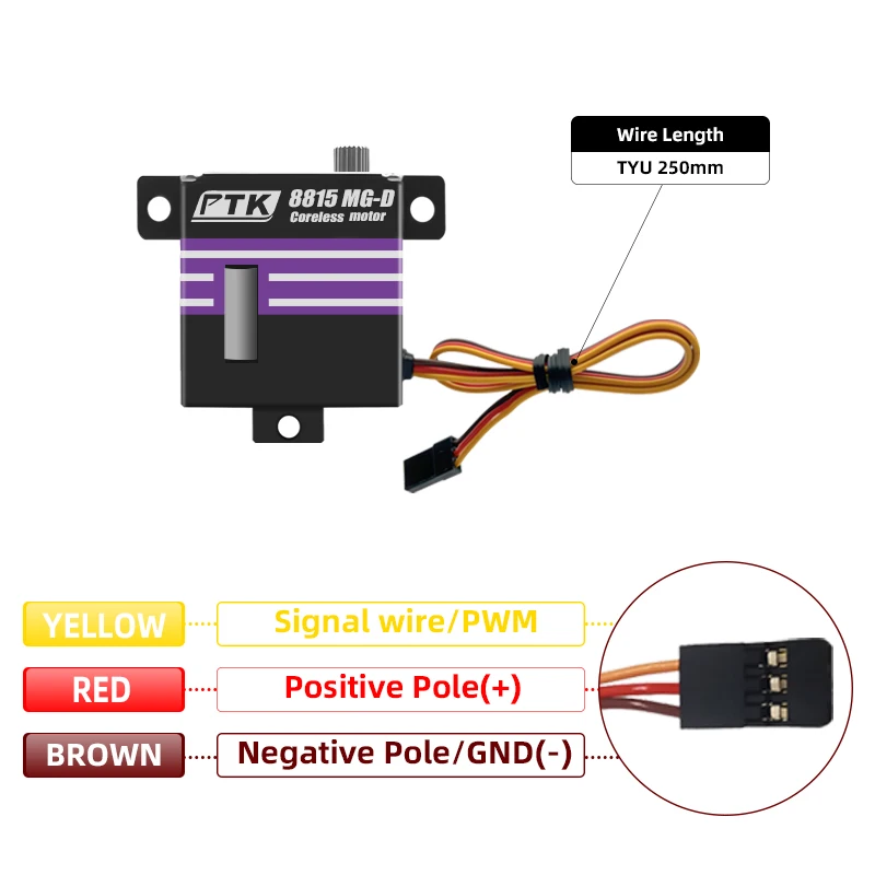 PTK 8815 MG-D 15 kg servo Volledig metalen zweefvliegtuig RC-modelvliegtuig met vaste vleugel Programmeerbare waterdichte servo met hoog koppel