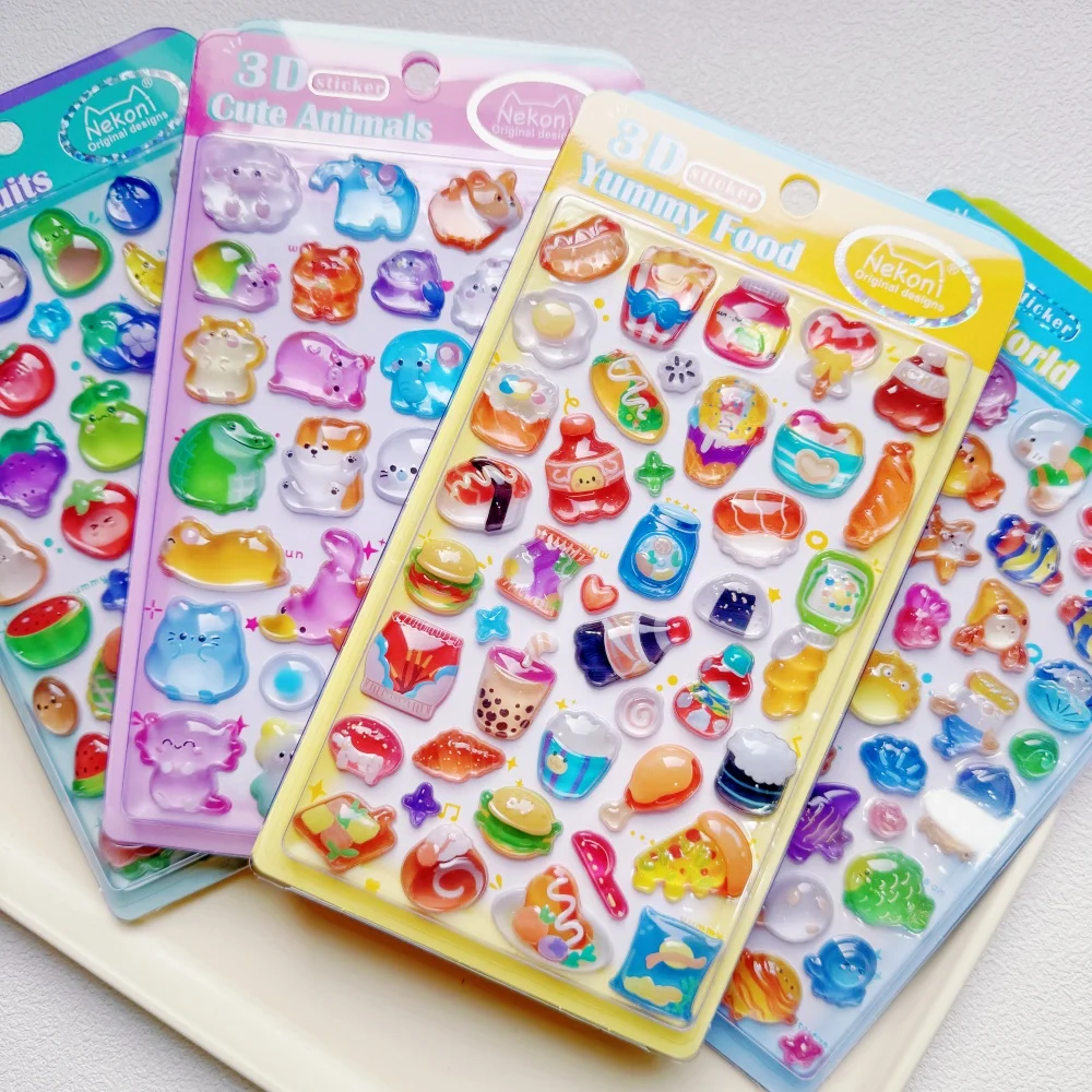 NEKONI Kreative Leckere Lebensmittel Früchte Cartoon 3D Relief Aufkleber Scrapbooking Diy Tagebuch Schreibwaren Aufkleber Dekor Nette Aufkleber