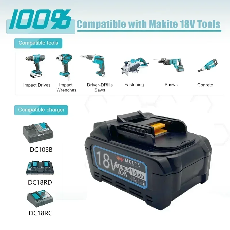 5S2P 14000mAh 21700 Original Makita18V BL1830 Lithium-ion Rechargeable Power Tool Battery 21V BL1860 BL1850 BL1860B BL1840