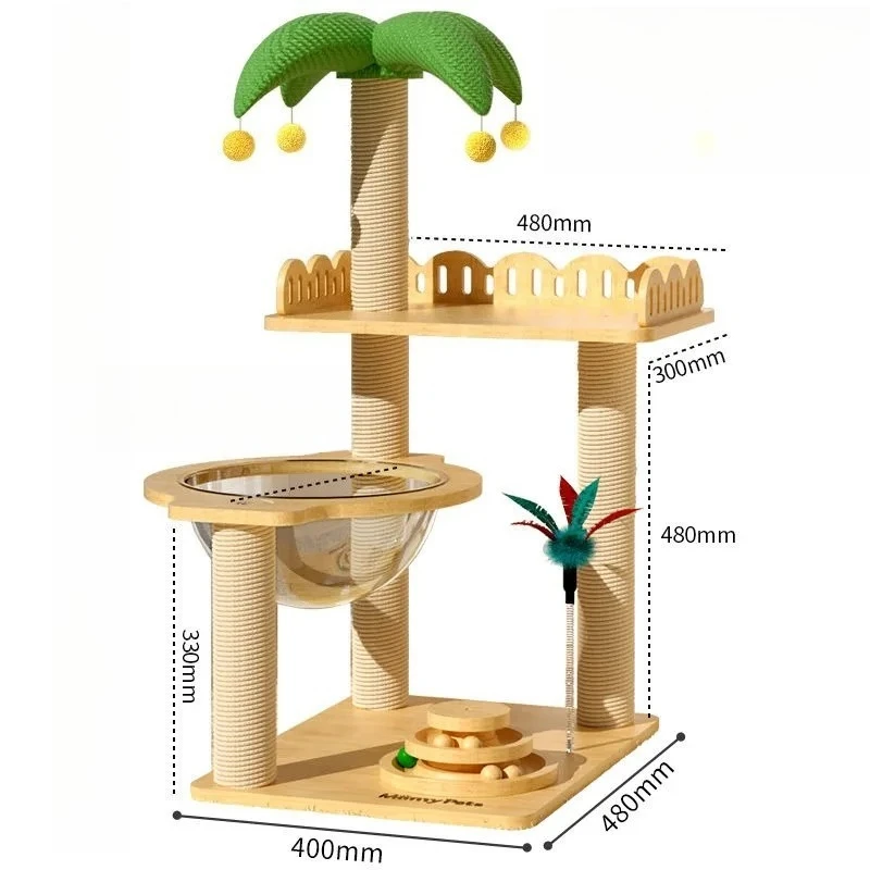 

Frame Small Apartment Cat Claw Board Vertical Semi-circular Transparent Space Capsule Cat Tree Integrated Observation Deck