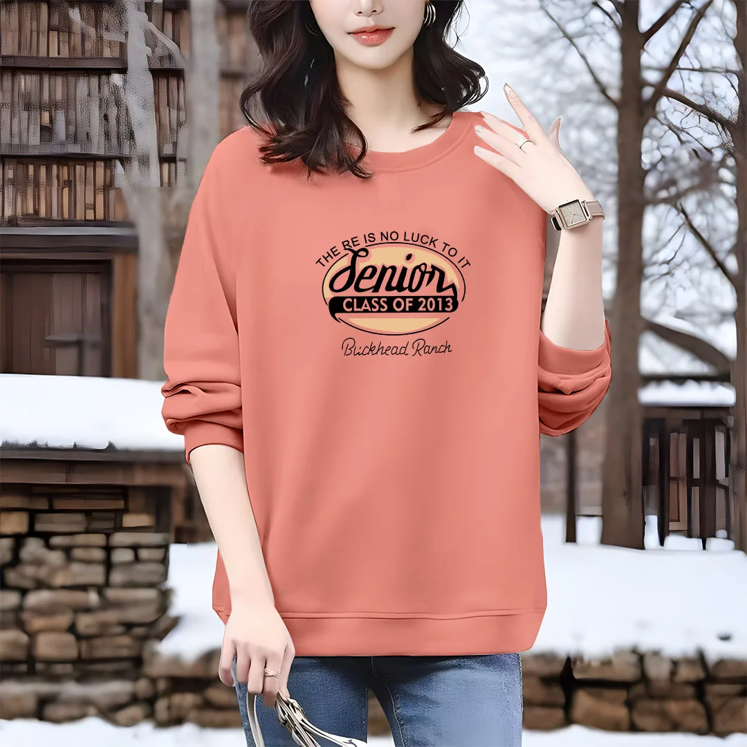 Women Clothing Vintage Printed Letter Pullovers Autumn New Fashion Casual Loose Sweatshirts Female Pure Cotton Hoodies