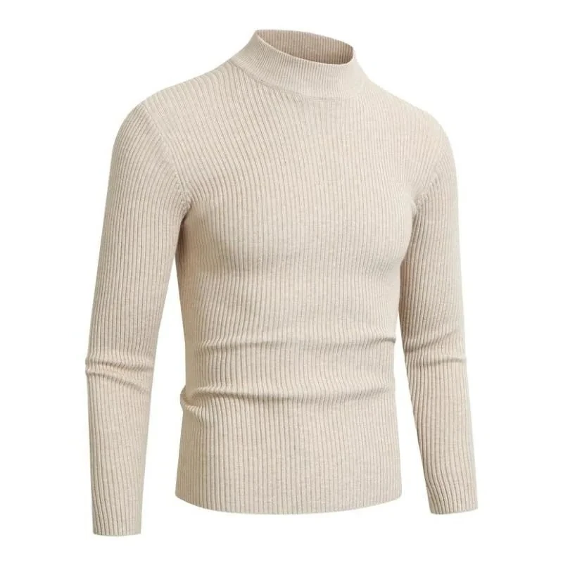 Jeu d'animaux automne hommes col montant chandails à manches longues col roulé pull hiver chaud rayures basique tricot froid Blouse