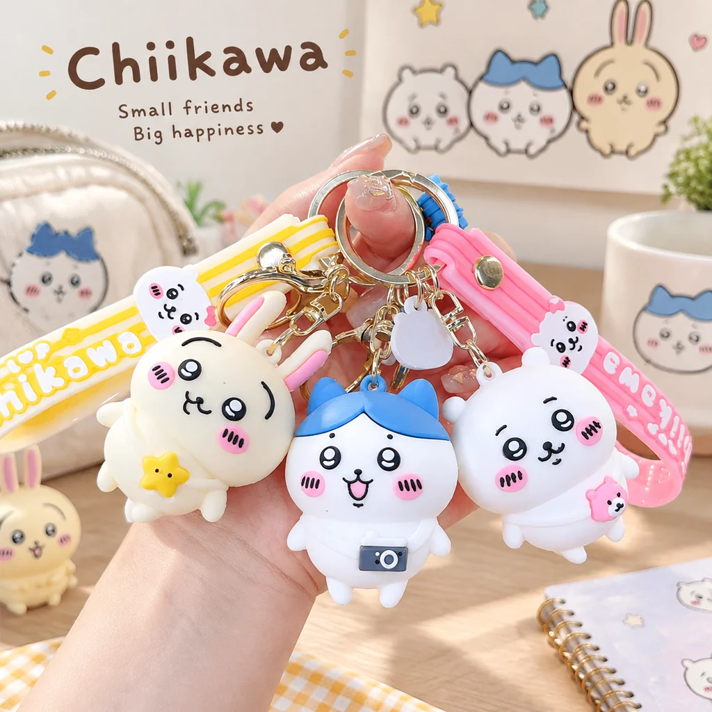 Hot Sale Chiikawa Butter Bear Cute Plush Doll Keychain Cartoon Bag Pendant Couple Small Gift Keyring Kawaii Anime Key Holder