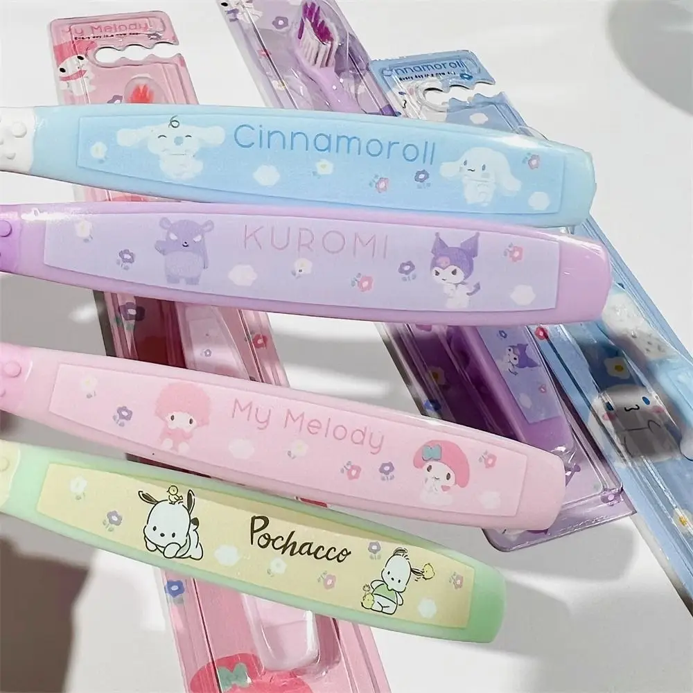 Kawaii Sanrio Toothbrush Kuromi Mouthwash Cup  Cute Hello Kitty My Melody Cinnamoroll Travel Portable Plastic Toothbrush Cup