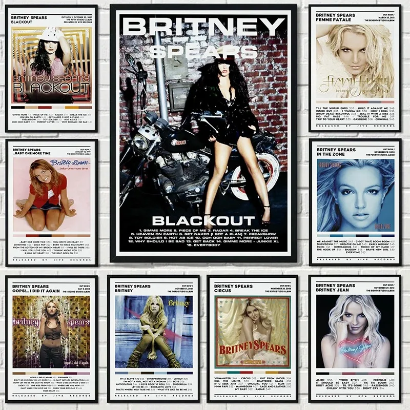 Britney Spears-portada de álbum de música de cantante Pop, póster, pintura en lienzo, impresiones artísticas de pared, imagen para Bar, habitación, decoración del hogar, regalos para seguidores