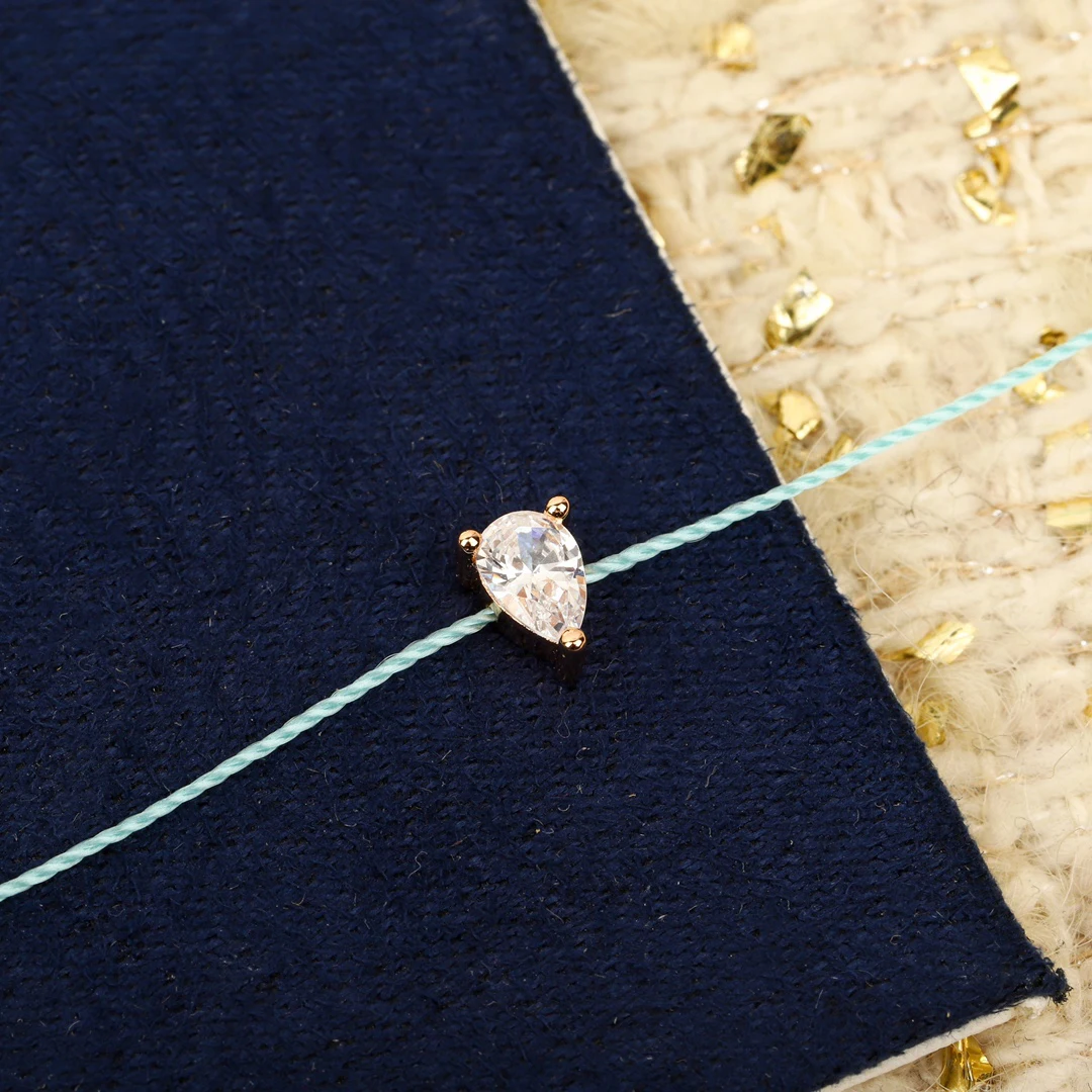 Polar Blue Raindrop Diamond 925 Silver Super High Quality Red Rope Style Hand Rope 16cm Three Button Adjustable Perfect Gift